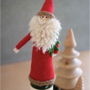NWT >> Felt Santa Wine Bottle Gift Topper